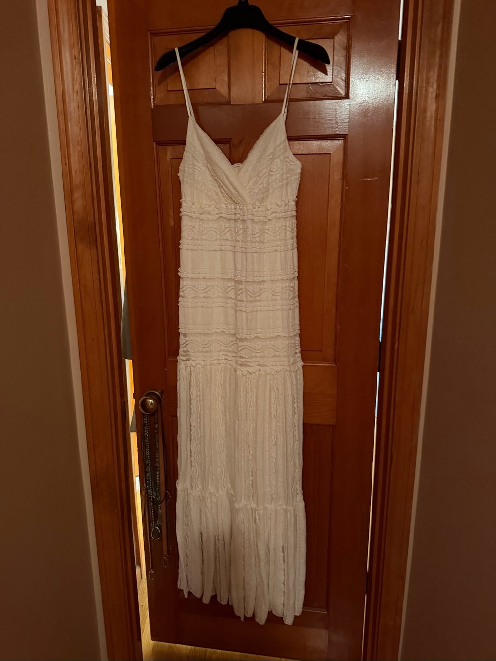 Willow & Clay Cream Lace Maxi Dress with Spaghetti Straps